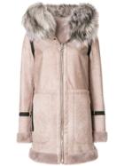Urbancode Faux Fur Trim Hooded Coat - Nude & Neutrals