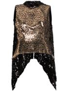 Halpern Leopard Sequin Open Back Top - Multicolour