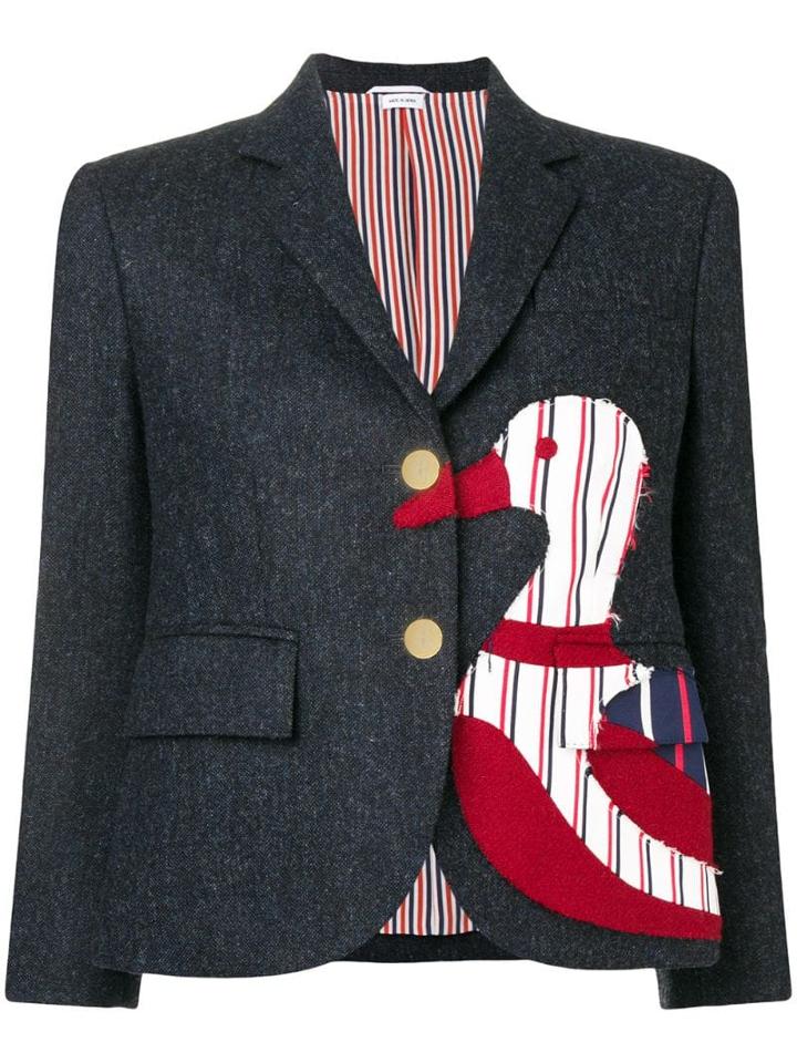 Thom Browne Navy Frayed Duck Classic Sport Coat - Blue