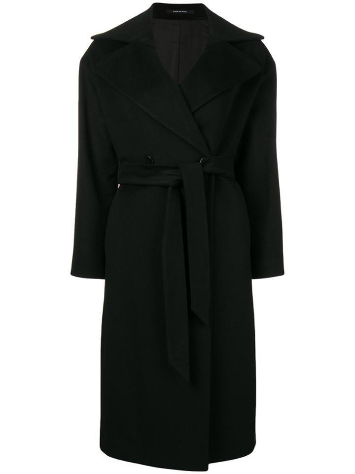 Tagliatore Wrap Coat - Black