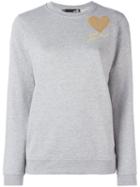 Love Moschino Sequined Logo Sweatshirt, Women's, Size: 44, Grey, Cotton