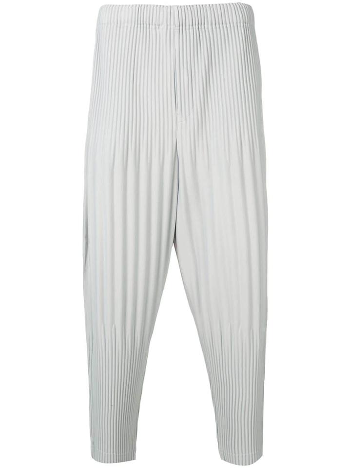 Homme Plissé Issey Miyake Ribbed Drop-crotch Trousers - Grey
