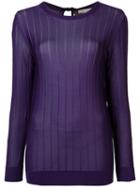 Nina Ricci - Lightweight Ribbed Top - Women - Viscose - M, Pink/purple, Viscose