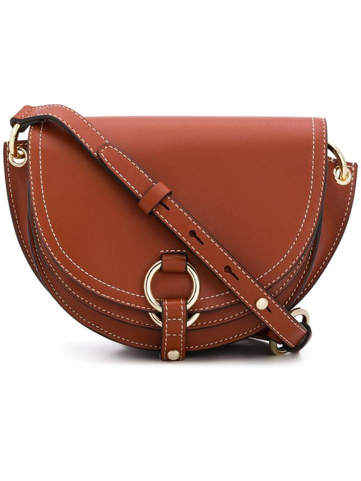 Tila March Contrast Stitch Shoulder Bag - Brown