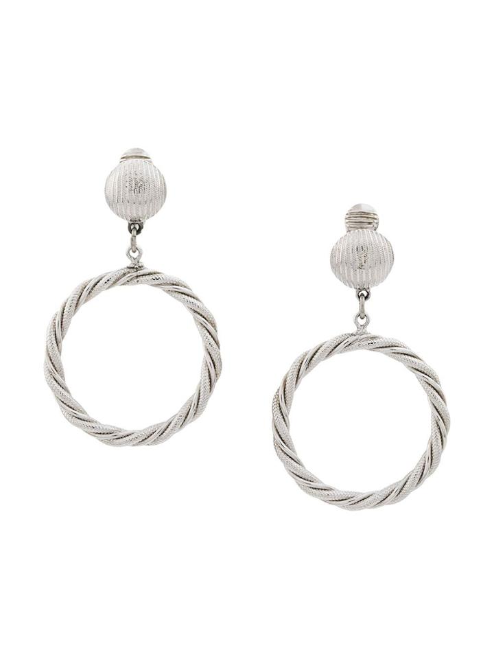Susan Caplan Vintage 1980s' Monet Clip-on Earrings - Silver