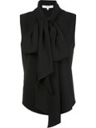 Carolina Herrera Long Tied Blouse, Women's, Size: 4, Black, Silk