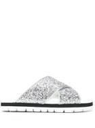 Msgm Glitter Slides - Silver