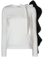 Valentino Contrast Ruffle Sleeve Jumper - White