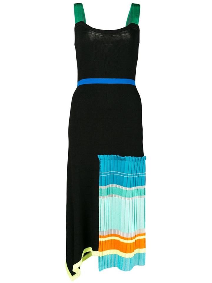 I-am-chen Contrast Pleated Panel Dress - Black