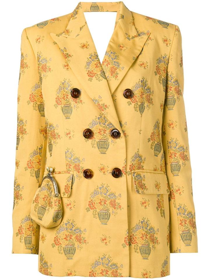 Seen Users Embroidered Jacquard Jacket - Yellow