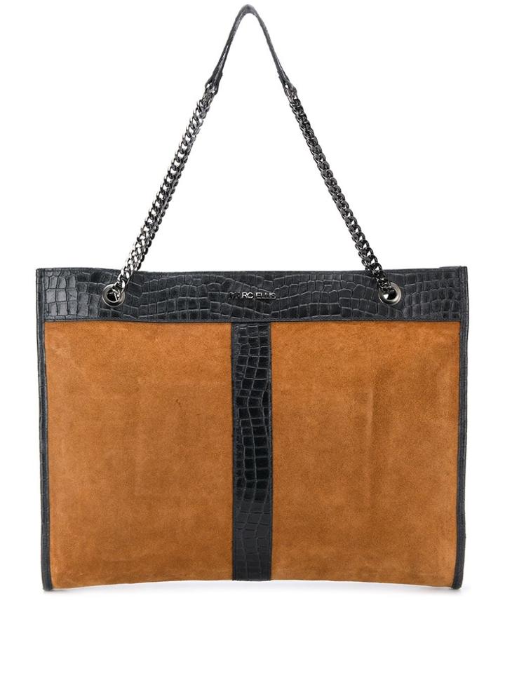 Marc Ellis Croc Panelled Totee - Brown