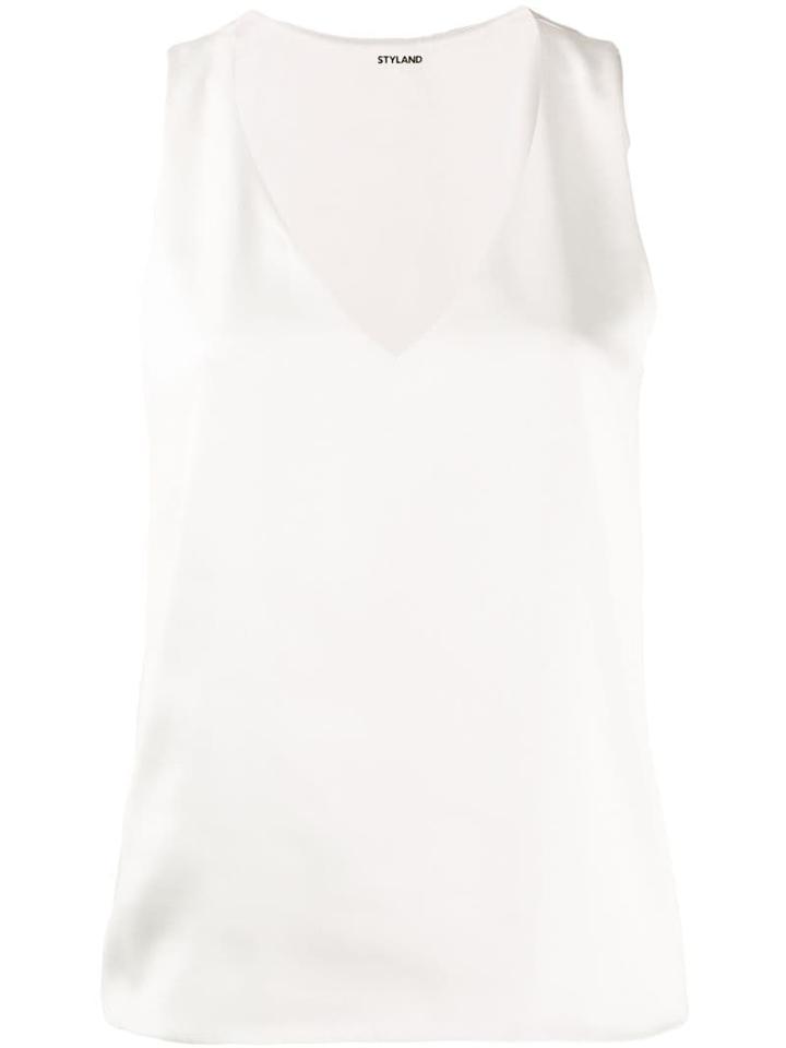 Styland V-neck Tank Top - White