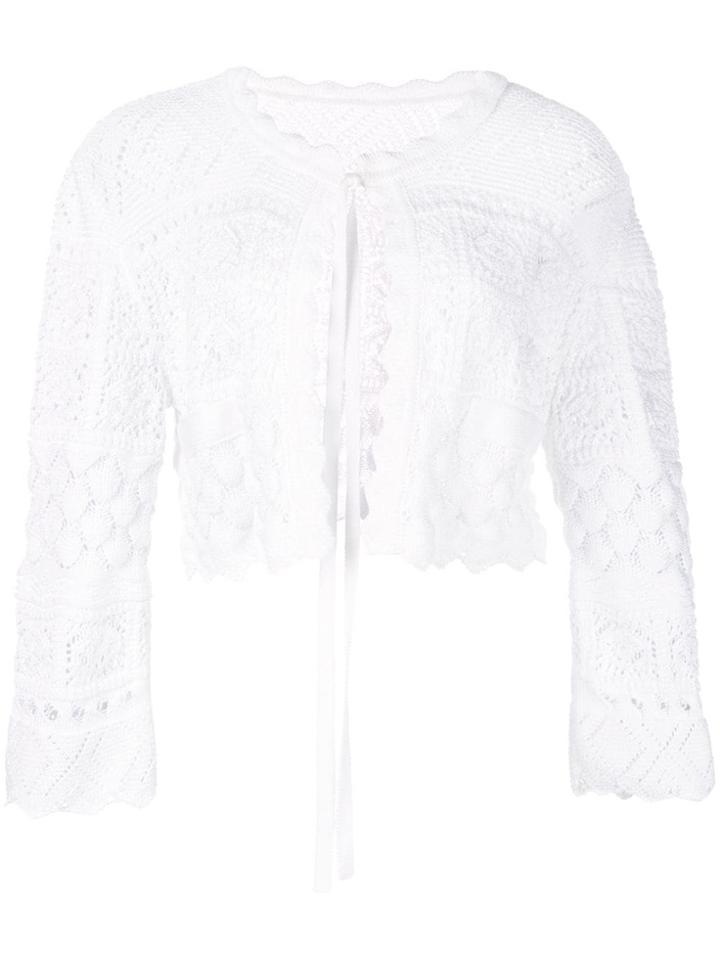 Carolina Herrera Crochet Knit Cardigan - White