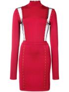 Balmain Sheer Panel Mini Dress - Red