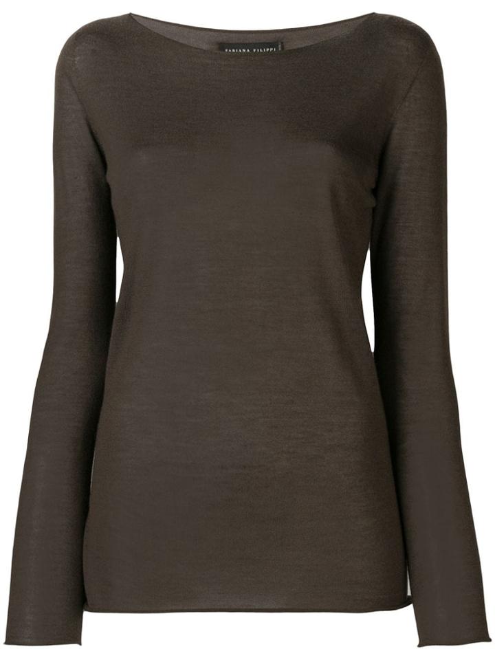 Fabiana Filippi Boat Neck Knitted Sweater - Brown
