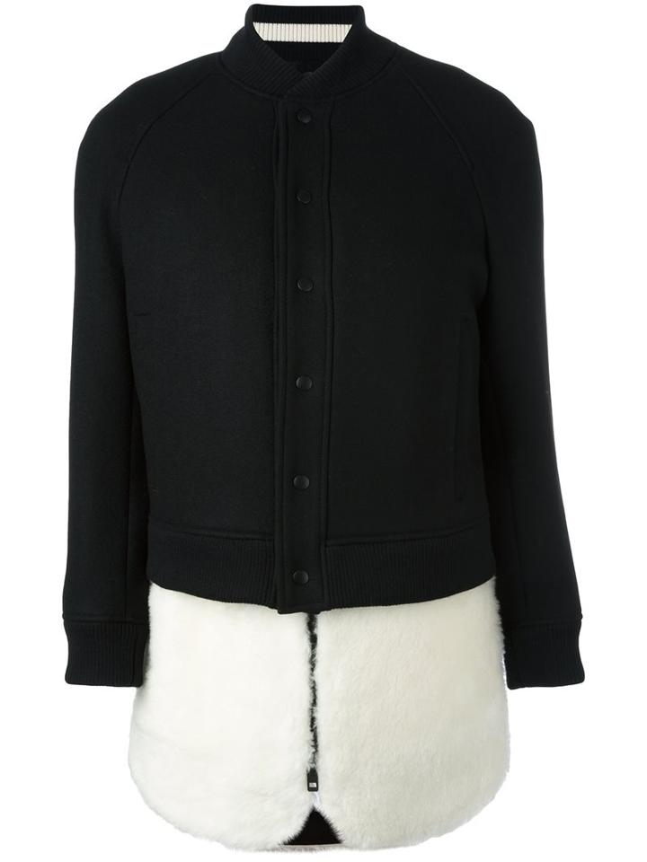 The Reracs Buttoned Bomber Jacket, Women's, Size: 38, Black, Polyester/cupro/wool