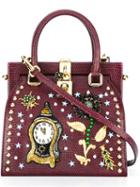 Dolce & Gabbana Clock & Flower Embellished Tote, Women's, Pink/purple