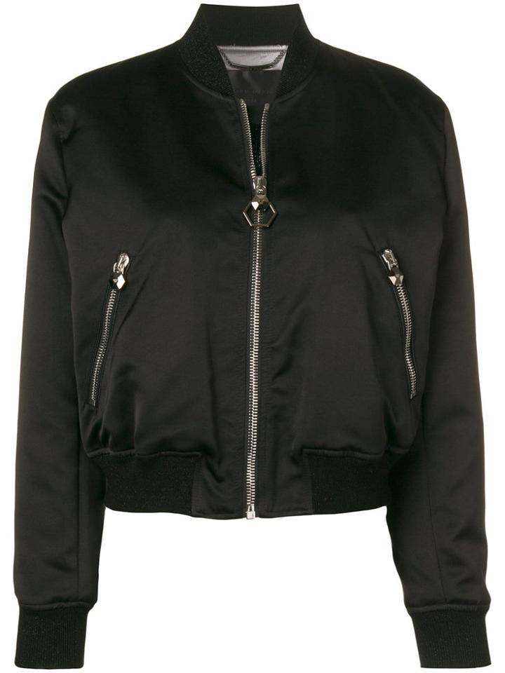 Philipp Plein Skull Embroidered Bomber Jacket - Black