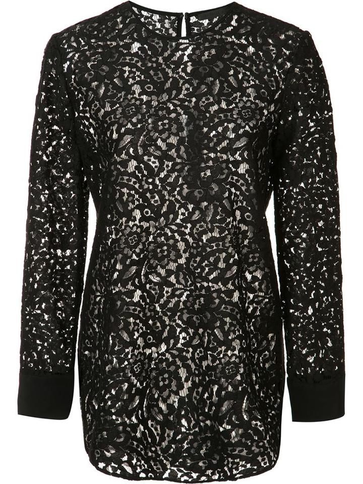 Jenni Kayne Back Slit Lace Blouse, Women's, Size: Medium, Black, Cotton/nylon/silk
