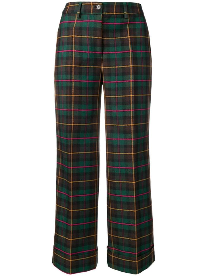 P.a.r.o.s.h. Straight Leg Check Trousers - Green