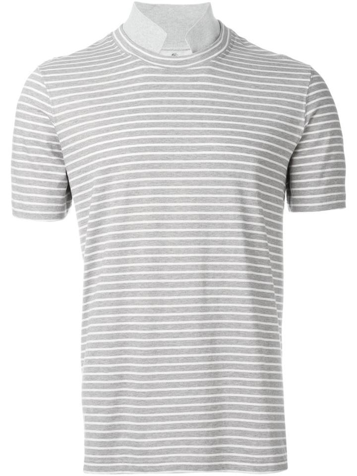 Brunello Cucinelli Insert Collar Striped T-shirt