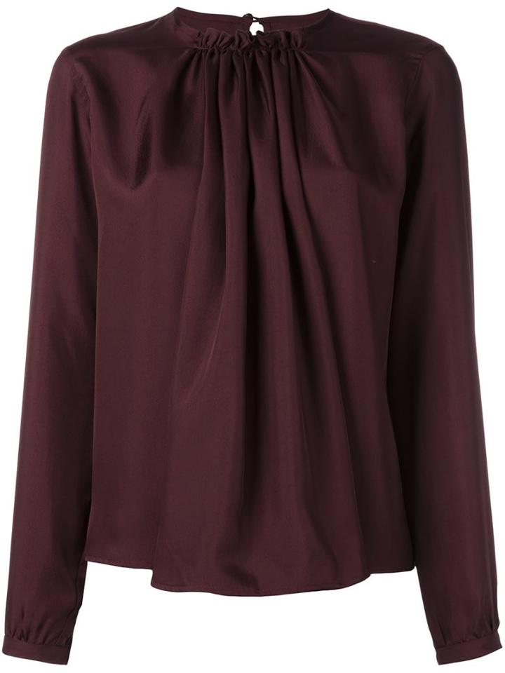 Mcq Alexander Mcqueen Gathered Neck Blouse, Women's, Size: 44, Red, Polyester