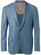 Corneliani Check Single Breasted Blazer - Blue