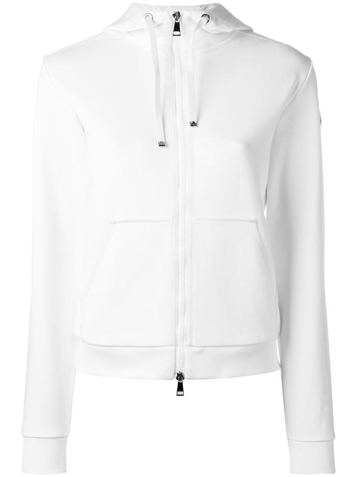 Moncler Classic Zipped Hoodie, Women's, Size: Small, White, Cotton/polyester