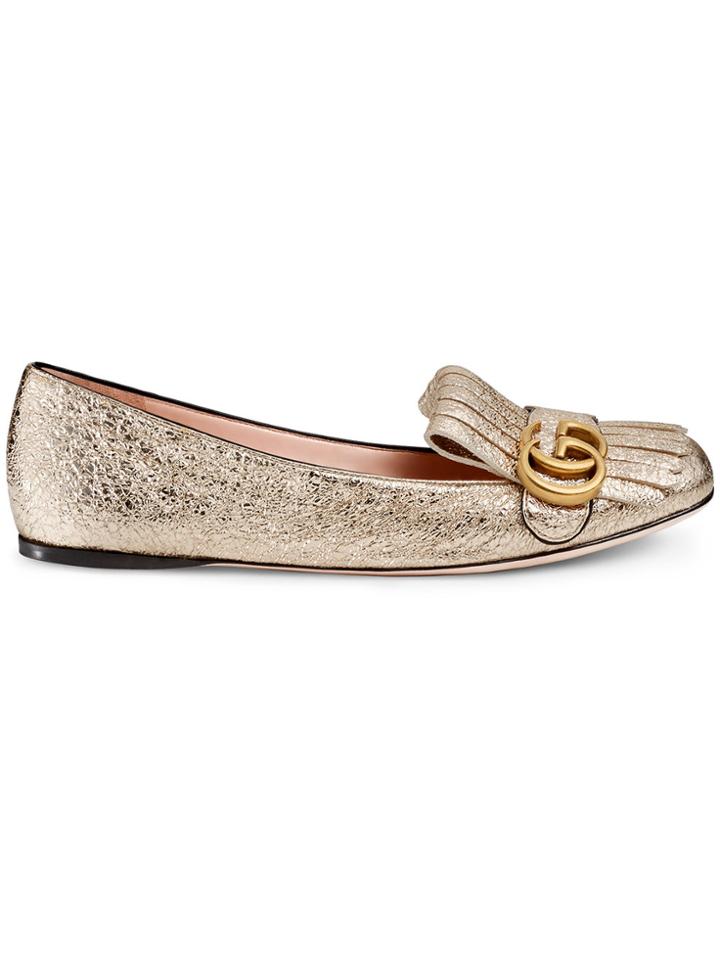 Gucci Metallic Leather Ballet Flat