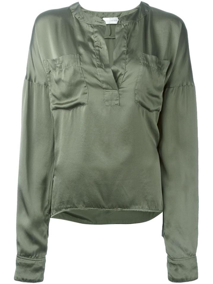 Faith Connexion Chest Pocket Blouse, Women's, Size: M, Green, Silk