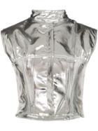 Marine Serre Metallic Gilet - Silver
