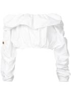 Ellery - Gathered Off-shoulder Blouse - Women - Cotton/spandex/elastane - 12, White, Cotton/spandex/elastane