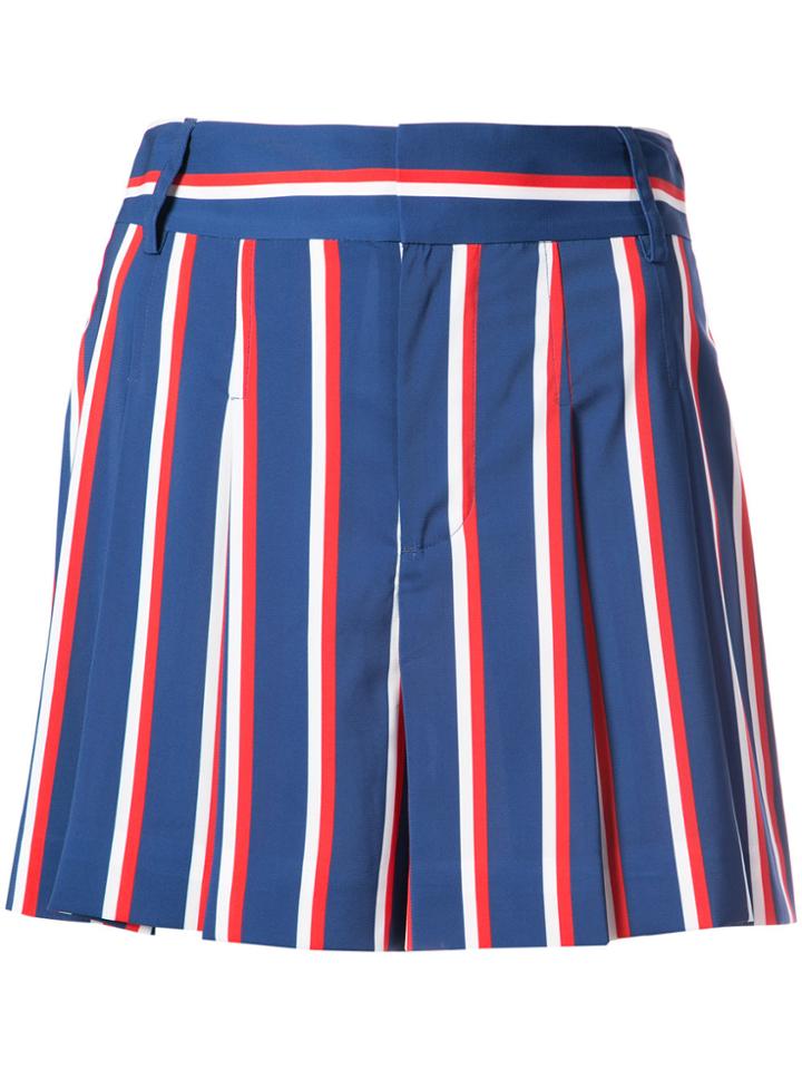 Alice+olivia Striped Print High Waist Shorts - Blue