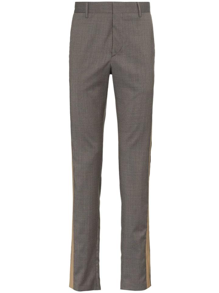 Prada Checked Side Stripe Trousers - Grey