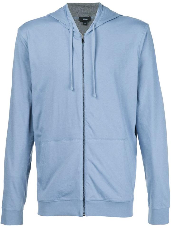 Vince Zipped Hoodie, Men's, Size: Medium, Blue, Cotton