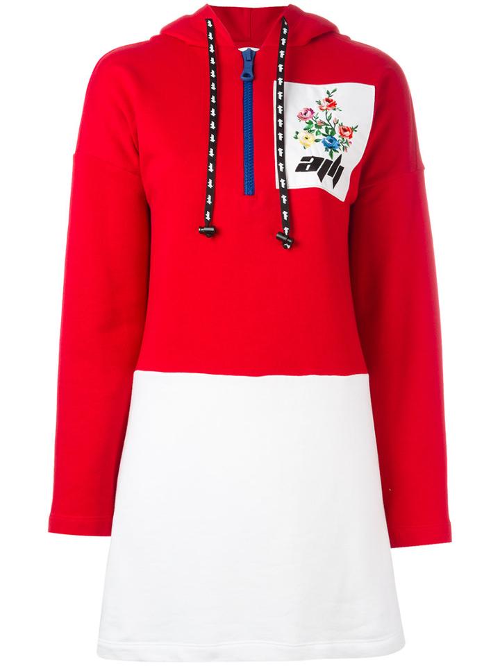 Au Jour Le Jour Colour-block Hood Dress, Women's, Size: 42, Red, Cotton/polyester
