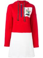 Au Jour Le Jour Colour-block Hood Dress, Women's, Size: 42, Red, Cotton/polyester