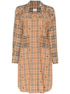 Burberry Panelled Checked Shirt Dress - Brown