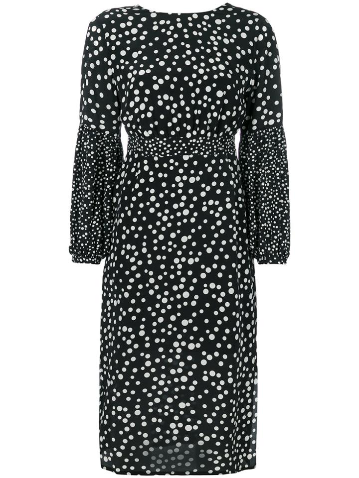 Rixo London Anna Dot Print Midi Dress - Black