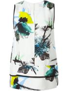 Proenza Schouler Sleeveless Floral Blouse, Women's, Size: 6, White, Silk/acetate/viscose