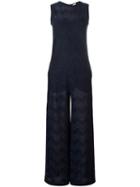 M Missoni Zig Zag Sleeveless Jumpsuit, Women's, Size: 40, Blue, Cotton/viscose/polyamide/polyester