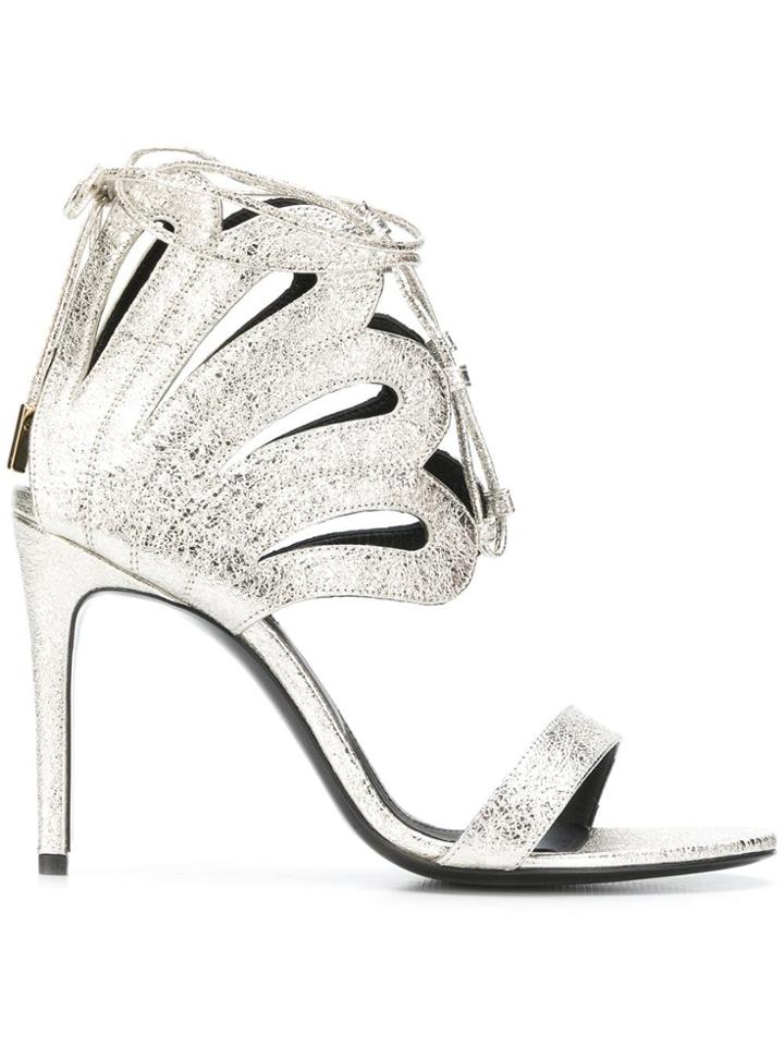 Racine Carree Metallic Ankle Tie Sandals