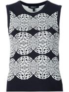 Derek Lam Patterned Knit Top, Women's, Size: M, Black, Polyamide/spandex/elastane