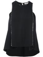Versace Collection Ruffled Sleeveless Blouse, Women's, Size: 44, Black, Polyester/spandex/elastane/viscose