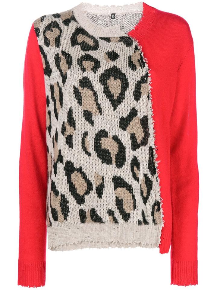R13 Leopard Knit Jumper - Red