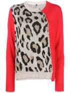R13 Leopard Knit Jumper - Red