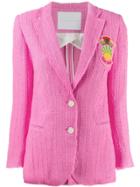 Giada Benincasa Patch Embellished Tweed Blazer - Pink