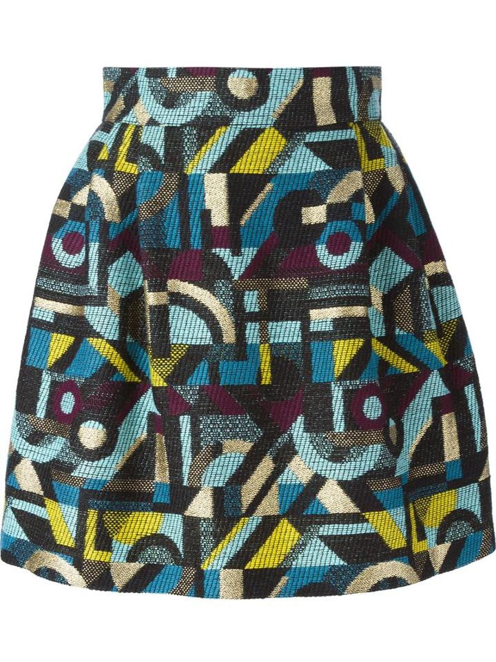 Olympia Le-tan Abstract Woven Circle Skirt, Women's, Size: 42, Red, Acrylic/polyester/acetate/wool