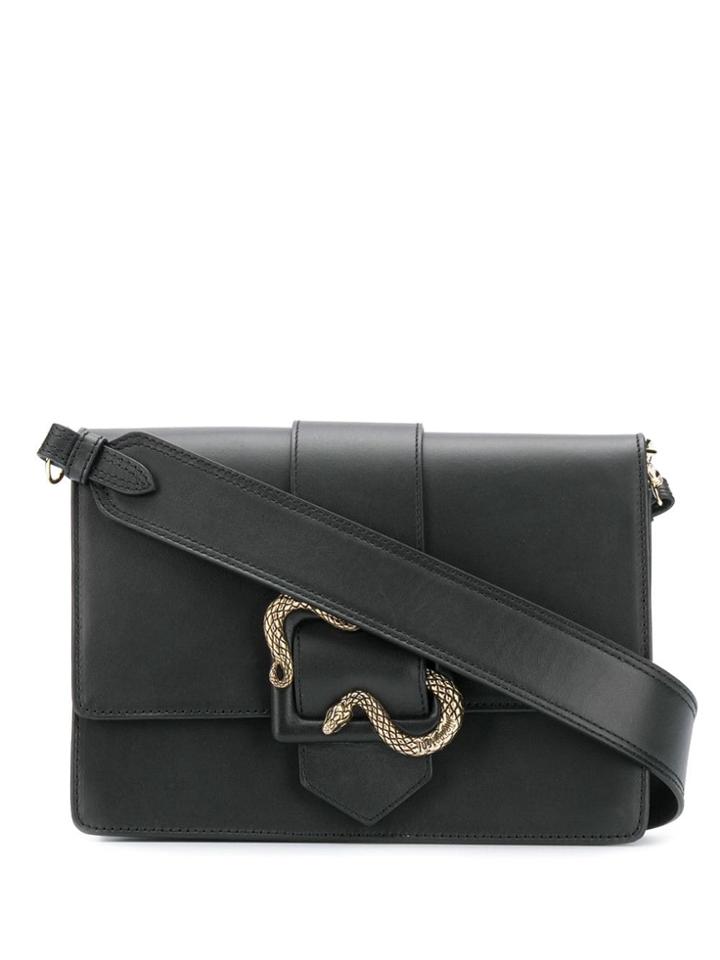 Just Cavalli Snake Buckle Shoulder Bag - Black