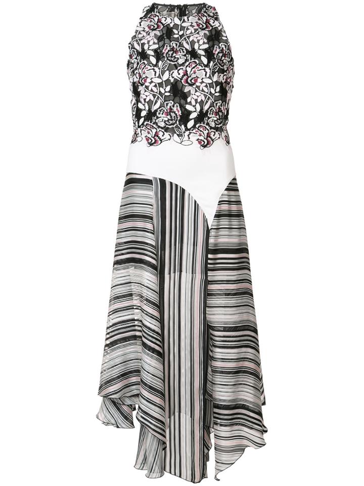 Giambattista Valli Floral Striped Dress - White